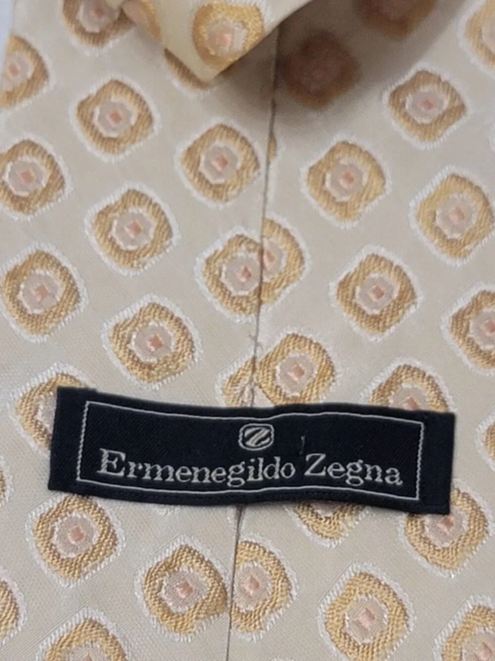 Ermenegildo Zegna Men's Tie 100% Silk, Made in Italy Excellent Cream